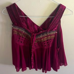 Free People Mixed Media Sleeveless Tank Top, Medium
